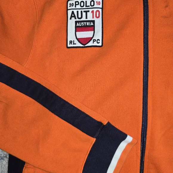 Original Polo Ralph Lauren Performance Track Jacket! Orange, Full Zip. Size L.